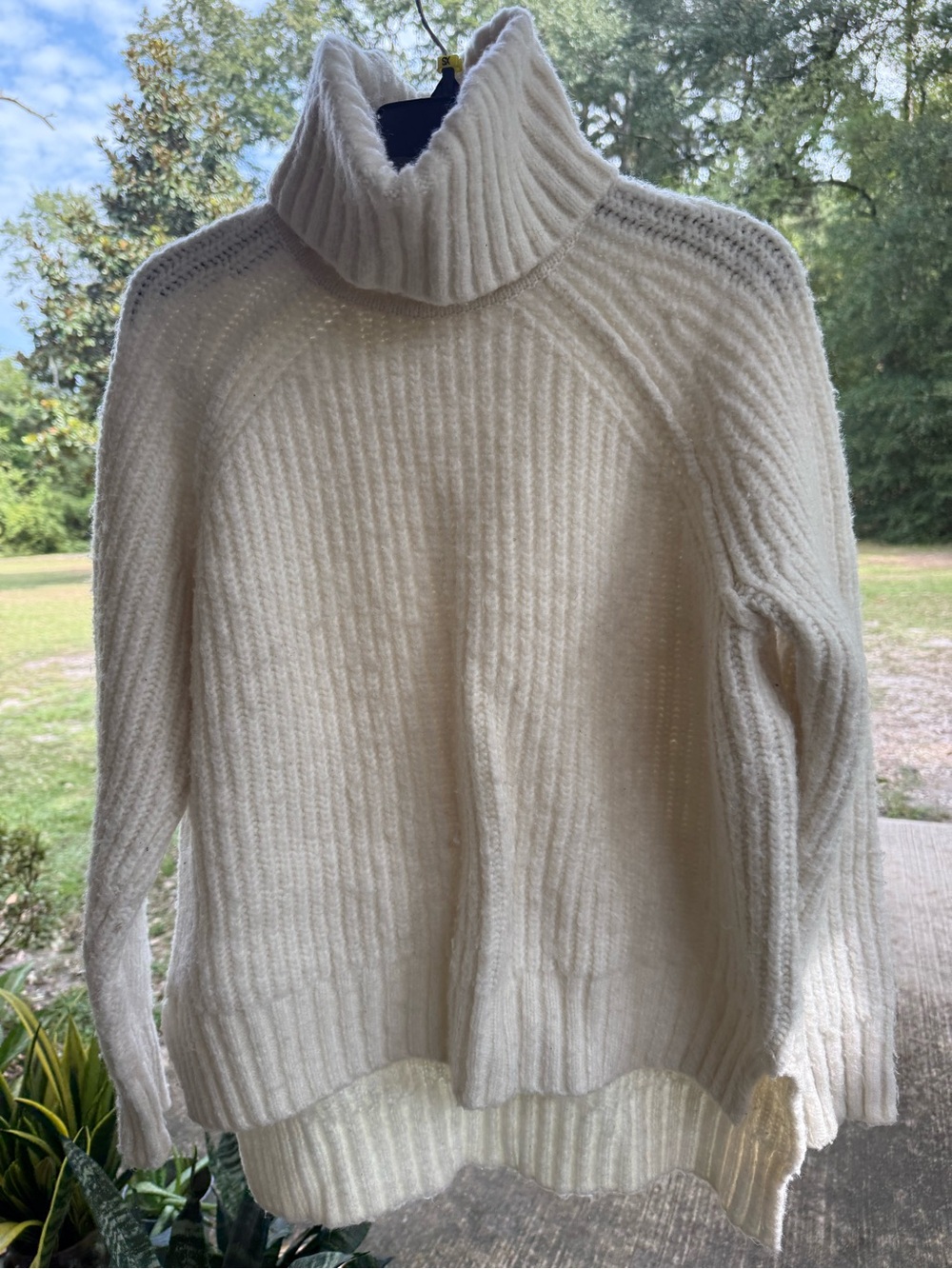 a.n.a Cream Ribbed Turtleneck Sweater